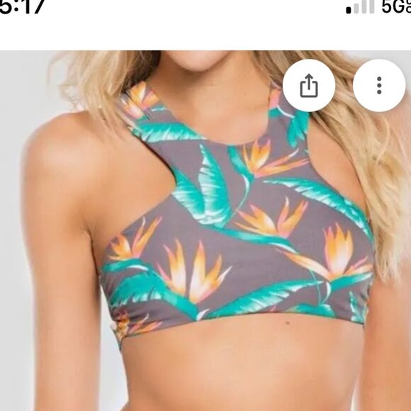 Tori Praver Sea Form Woman's Summer Beach  Bird OF Paradise Swim Top Sz Med - Picture 1 of 6